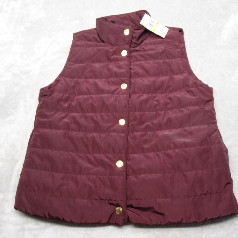 Michael Michael Kors Vest Women Medium Purple Basics Snap Front Puffer NWD